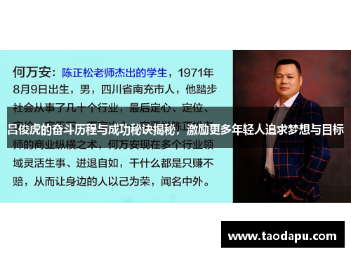 吕俊虎的奋斗历程与成功秘诀揭秘，激励更多年轻人追求梦想与目标