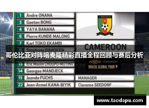 哥伦比亚对阵喀麦隆精彩直播全程回顾与赛后分析