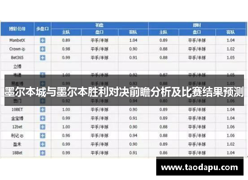 墨尔本城与墨尔本胜利对决前瞻分析及比赛结果预测