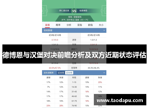 德博恩与汉堡对决前瞻分析及双方近期状态评估